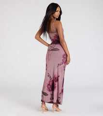 Love Language Floral Print Mesh Maxi Dress