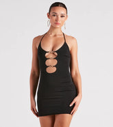Next Level Chain Trim Halter Mini Dress