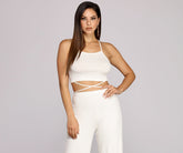 X Marks Ribbed Crop Top