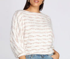 Striped Eyelash Dolman Sweater