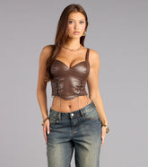 Sweet And Strappy Faux Leather Crop Top