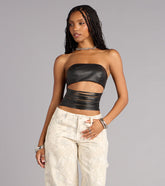 Confidently Bold Strappy Faux Leather Tube Top