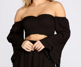 Boho Beauty Smocked Off Shoulder Crop Top