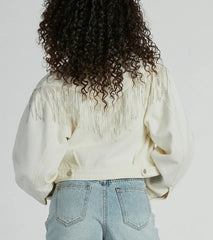 Rocker-Chic Rhinestone Fringe Denim Jacket