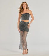 All That Shines Rhinestone Fishnet Maxi Skirt