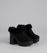 Fuzzy Feel Chunky Clog Mules