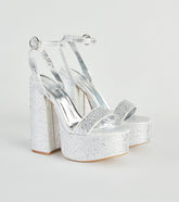 Amp Up The Glam Rhinestone Chrome Platform Heels