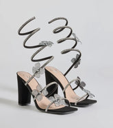 Major Beauty Rhinestone Floral Spiral Block Heels
