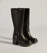 Sleek Strut Under-The-Knee Moto Boots