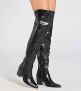 Sleek Western Vibe Thigh High Cowboy Boots