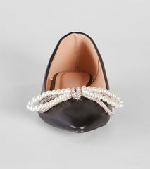 Elegant Sparkle Rhinestone Bow Ballet Flats