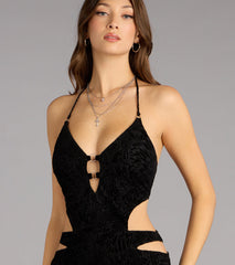 Attitude Check Velvet Cutout Mini Dress