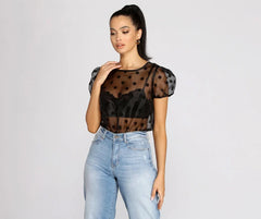 Spot On Polka Dot Organza Sleeve Bodysuit