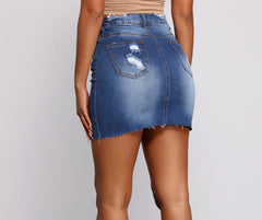 Distressed To Impress Denim Mini Skirt