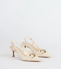 Summer Fave Linen Slingback Stiletto Pumps